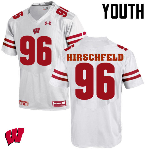 Wisconsin Badgers Youth #96 Billy Hirschfeld NCAA Under Armour Authentic White College Stitched Football Jersey PO40B22QT
